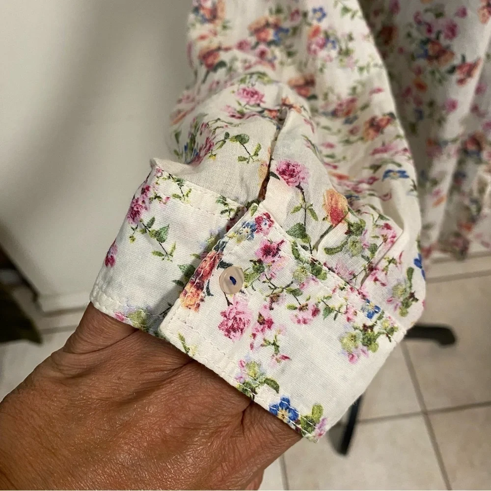 Promod Button up Floral print Shirt Size Medium - Picture 6 of 17